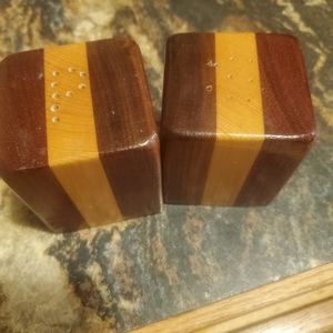 Handmade signed Wooden salt and pepper shakers